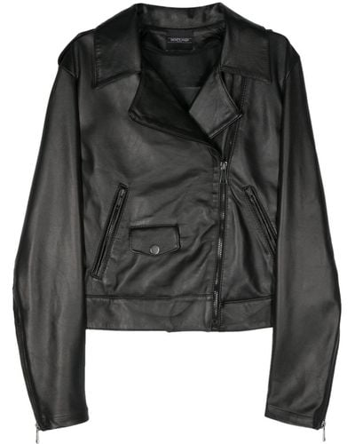 Simonetta Ravizza Leather Biker Jacket - Black