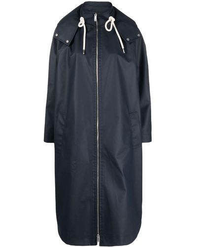 Emporio Armani Imperméable imprimé Coordinates à capuche - Bleu