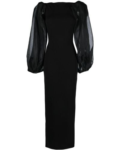 Solace London Karla Puff-sleeve Maxi Dress - Black