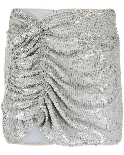 The Mannei Ruched-detail Sequined Miniskirt - Grey
