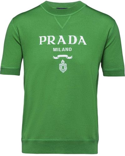 Prada Top de punto con logo en intarsia - Verde