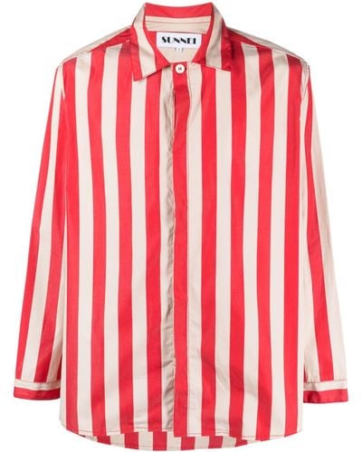 Sunnei Striped-pattern Cotton Shirt - Red
