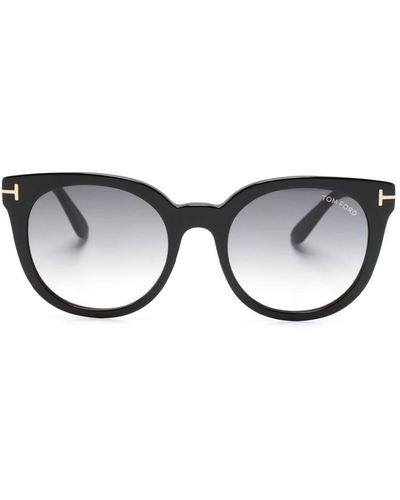 Tom Ford Moira Sonnenbrille mit rundem Gestell - Schwarz