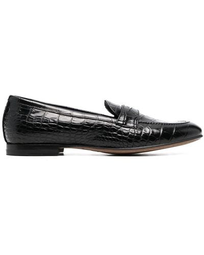 SCAROSSO Loafers Met Krokodillenleer-effect - Zwart