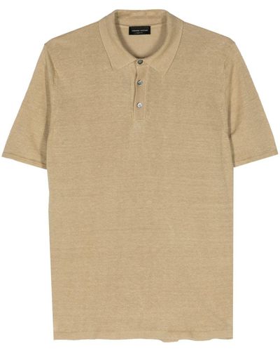 Roberto Collina Short-sleeve Linen Polo Shirt - Natural