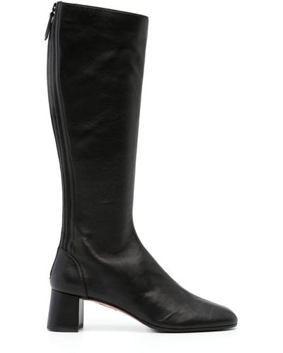 Aquazzura Saint Honore 50 Leather Knee-high Boots - Black
