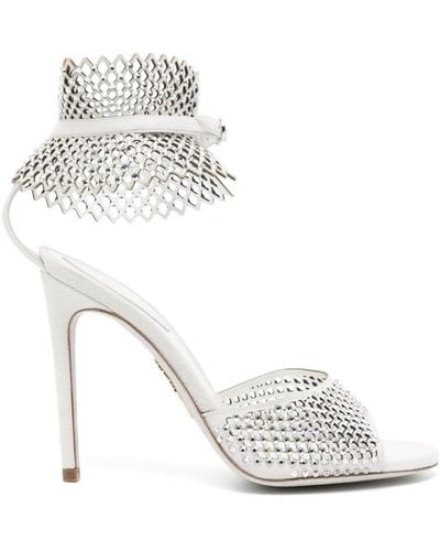 Rene Caovilla 110mm Crystal-embellished Sandals - White