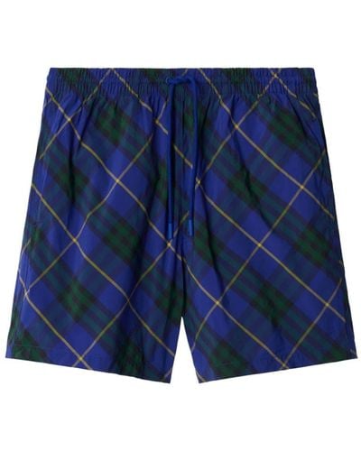 Burberry Check-print Swim Shorts - Blue