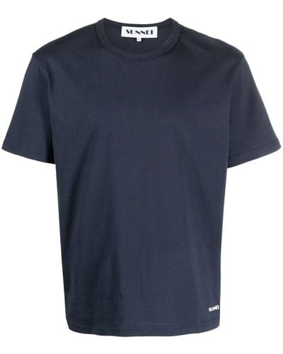 Sunnei T-shirt en coton biologique à logo imprimé - Bleu