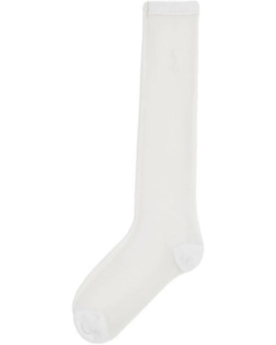 Ami Paris Ami De Coeur-embroidered Sheer Socks - White