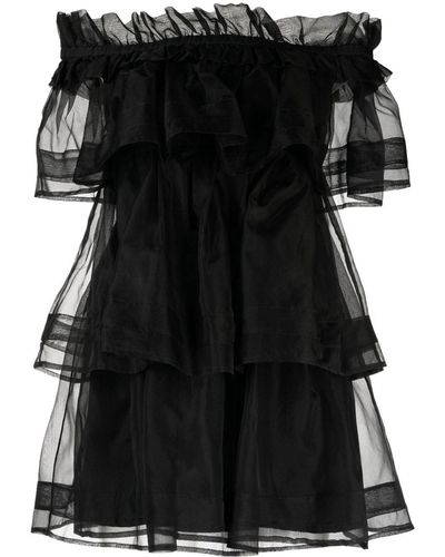 Macgraw Petal Layered Silk Mini Dress - Black
