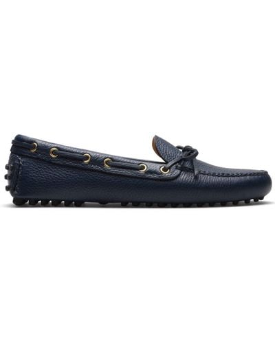 Car Shoe Grained-leather Driving Shoes - Blue