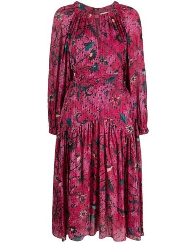 Ulla Johnson Midi-jurk Met Bloemenprint - Paars