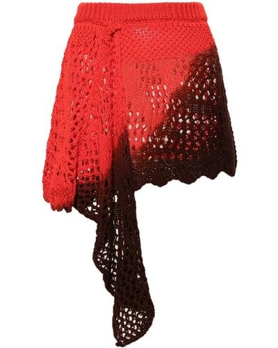 The Attico Ombré open-knit miniskirt - Rojo