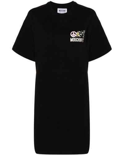 Moschino Jeans Logo-print cotton T-shirt dress - Schwarz