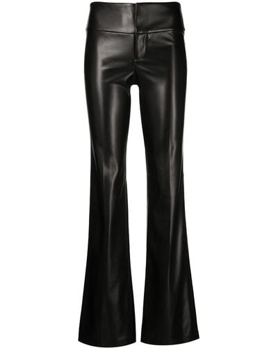 Alice + Olivia Olivia Vegan Leather Flared Pants - Black