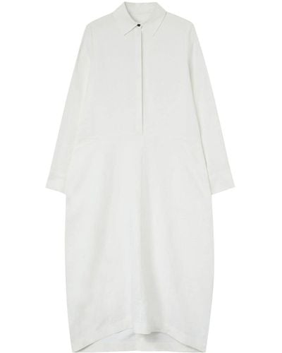 Jil Sander Linen Long-sleeve Shirt Dress - White