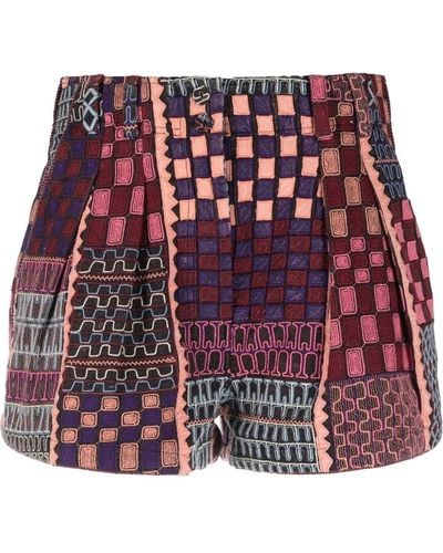 Ulla Johnson Shorts con stampa patchwork - Rosso