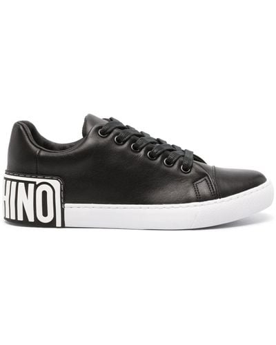 Moschino Logo-embossed Leather Sneakers - Black