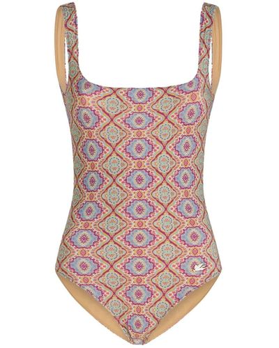 Etro Monogram-pattern Square-neck Swimsuit - Pink