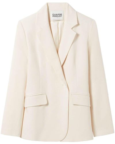 Claudie Pierlot Double-breasted Textured Blazer - Natural