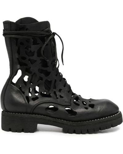 Guidi Cut-out Lace-up Boots - Black