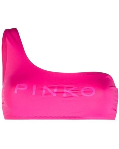 Pinko Top de bikini con una sola tira y logo - Rosa
