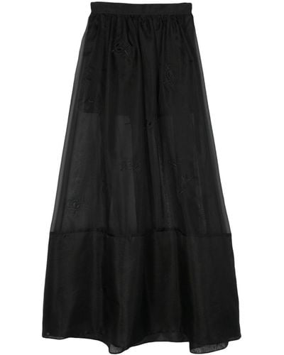 Elie Saab Semi-sheer Organza Skirt - Black