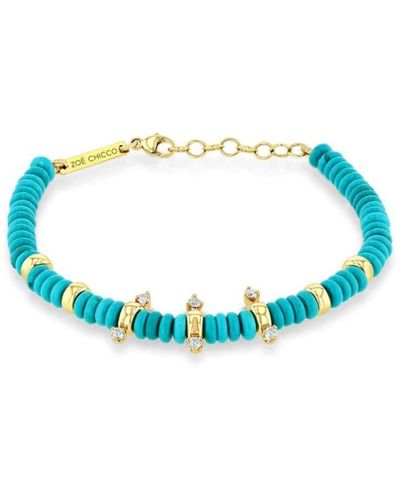Zoe Chicco 14kt Yellow Gold Beaded Turquoise Bracelet - Blue