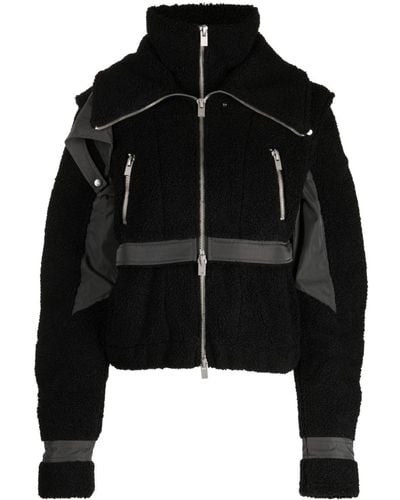 HELIOT EMIL Panelled-design Faux-shearling Jacket - Black