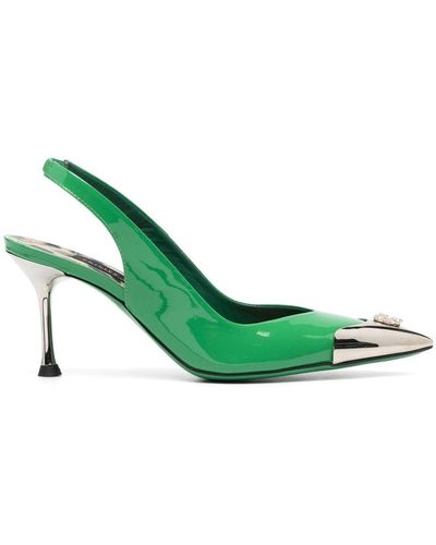 Philipp Plein Decollete Crystal Skull Low Heels - Green