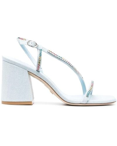 Stuart Weitzman Crystal-embellishment Open-toe Sandals - White