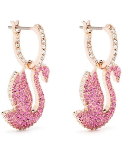 Swarovski Iconic Swan Drop Earrings - Pink