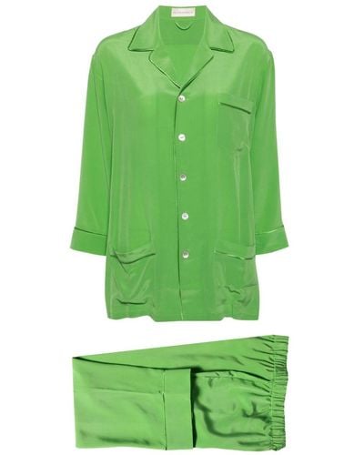 Olivia Von Halle Fifi Silk Pajamas - Green