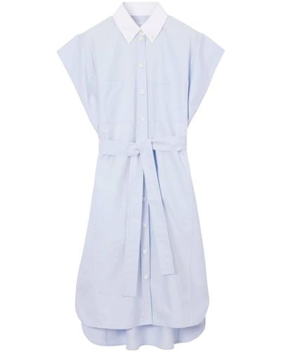 Burberry Belted Cotton Shirt Dress - Blue