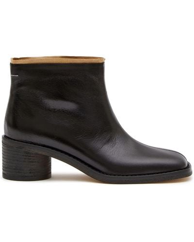 MM6 by Maison Martin Margiela Square Toe Ankle Boots Boots, Ankle Boots - Black
