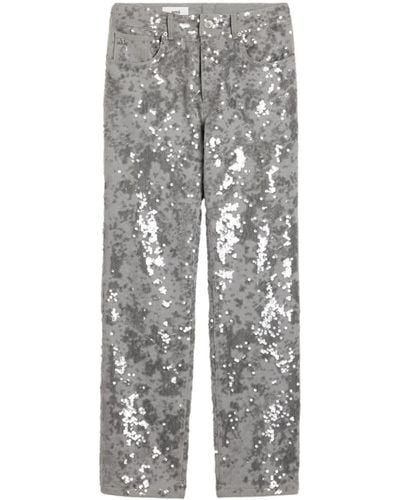 Ami Paris Sequin-embellished Straight-leg Jeans - Gray