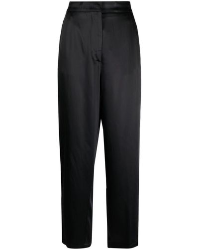 Erika Cavallini Semi Couture Pantalones rectos con acabado satinado - Negro