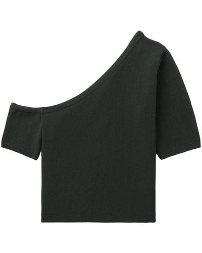 Juun.J Ribbed-knit One-shoulder Top - Black