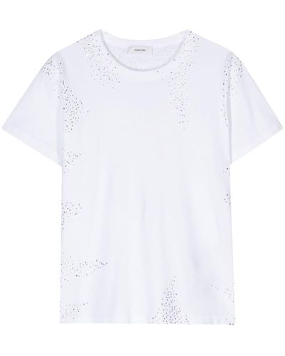 Haikure T-shirt en coton à ornements en cristal - Blanc