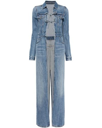 Alexander Wang Manteau en jean à design noué - Bleu