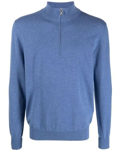 Ballantyne Half-zip Cashmere Sweater - Blue