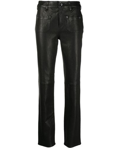 Shanghai Tang Slim-cut Leather Trousers - Black