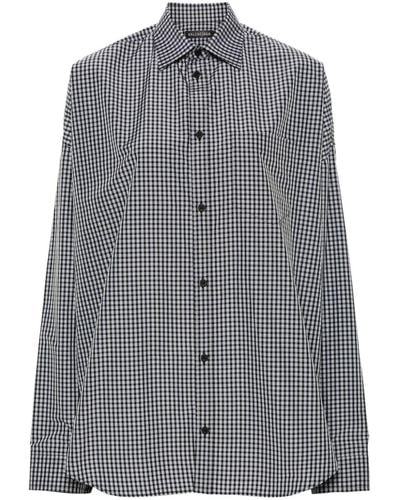 Balenciaga Logo-print Checked Shirt - Grey