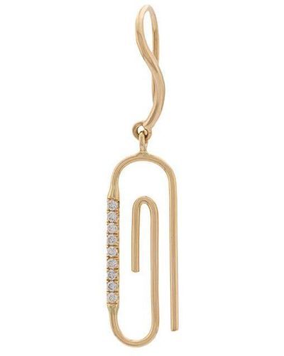 Aurelie Bidermann 18kt Gold Paper Clip Earring - White