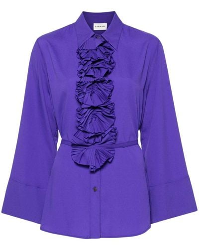 P.A.R.O.S.H. Ruffle-detail Crepe Shirt - Purple