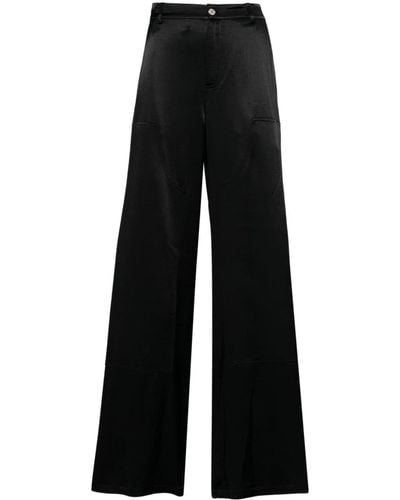Moschino Jeans Weite Hose aus Satin - Schwarz