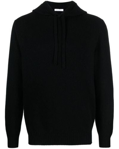Cruciani Long-sleeve fine-knit hoodie - Negro