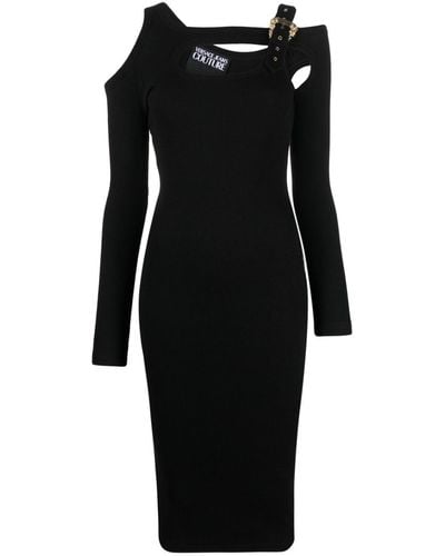 Versace Baroque Buckle Cut-out Midi Dress - Black