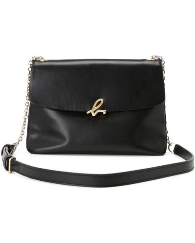 agnès b. Logo-clasp Leather Crossbody Bag - Black